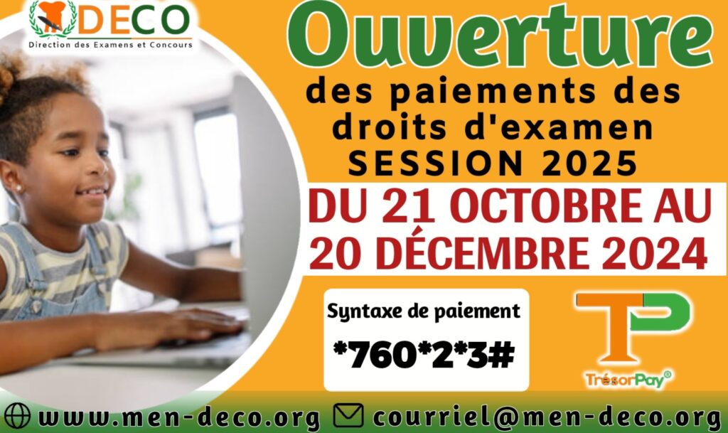 paiement droit examens